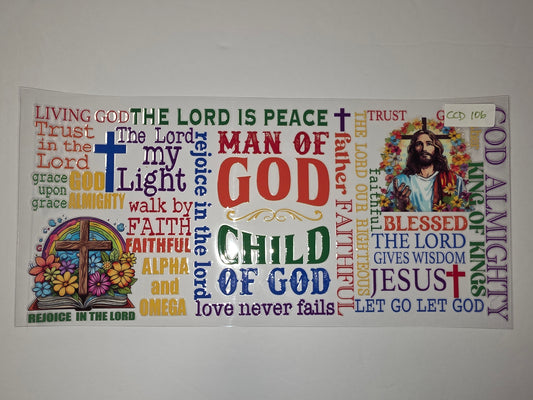 Christian Tumbler Wrap | Jesus, Cross, Rainbow & Faith Quotes | Religious Drinkware Design