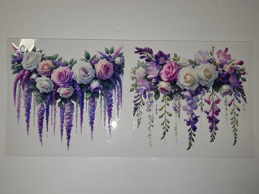 Purple & Pink Floral Wisteria Rose Tumbler Wrap | Sublimation Design
