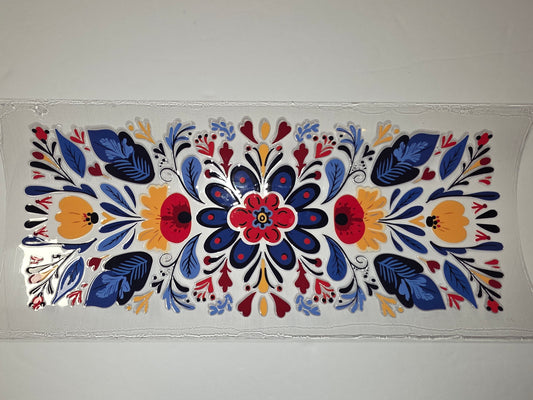 Vibrant Folk Floral Tumbler Wrap - Red, Blue, Yellow & Black Design