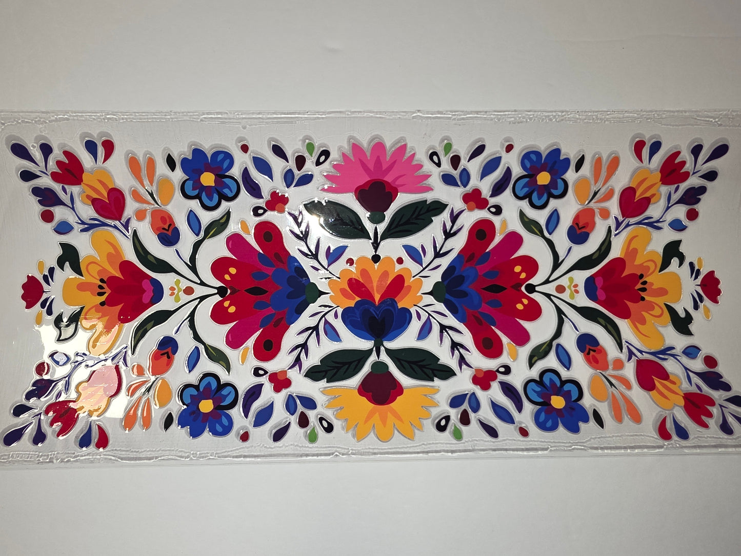 Vibrant Folk Floral Tumbler Wrap - Red, Blue, Yellow, Pink Flowers