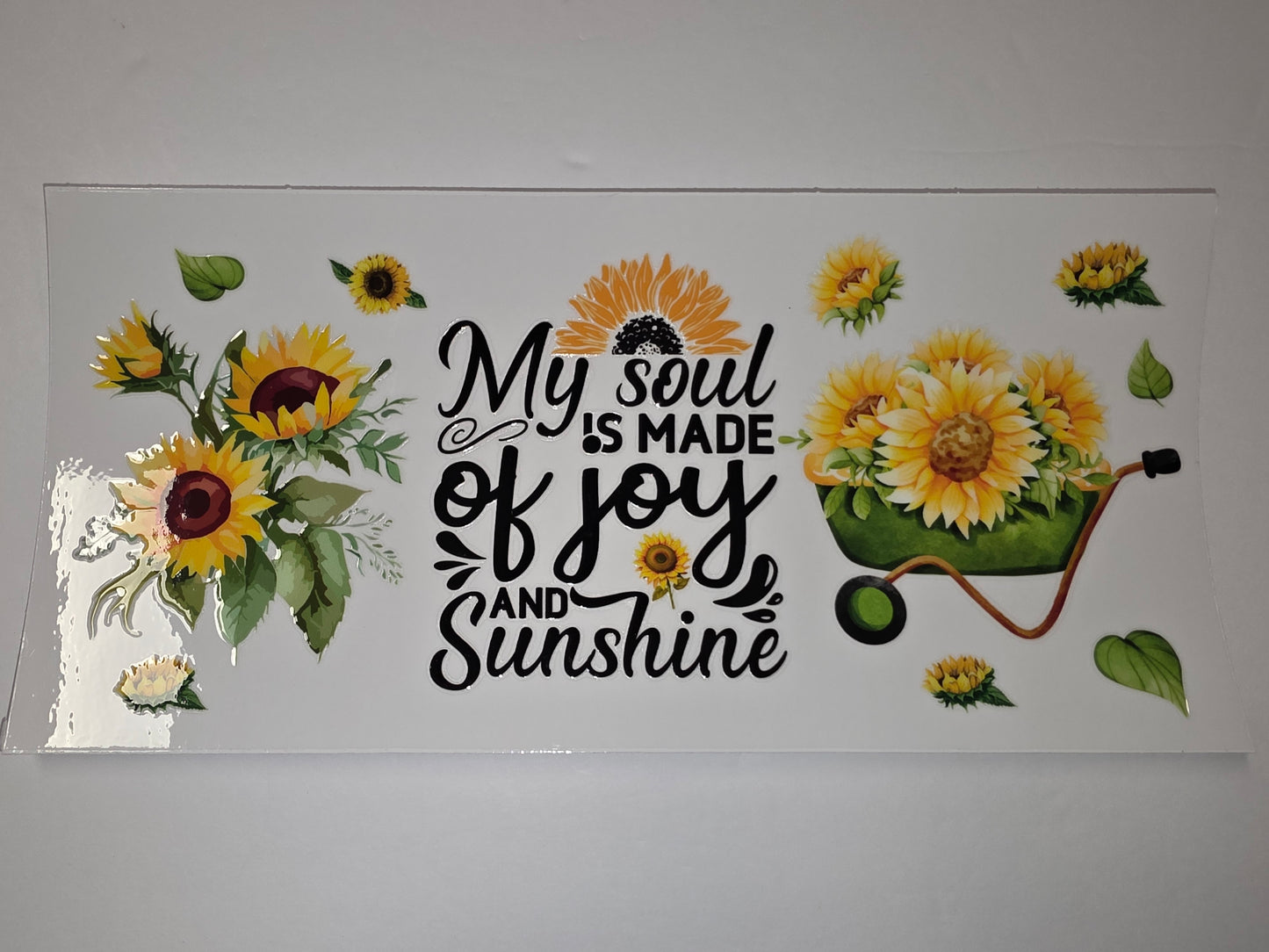 Sunflower "My Soul Is Made of Joy and Sunshine" Tumbler Wrap - Yellow & Green