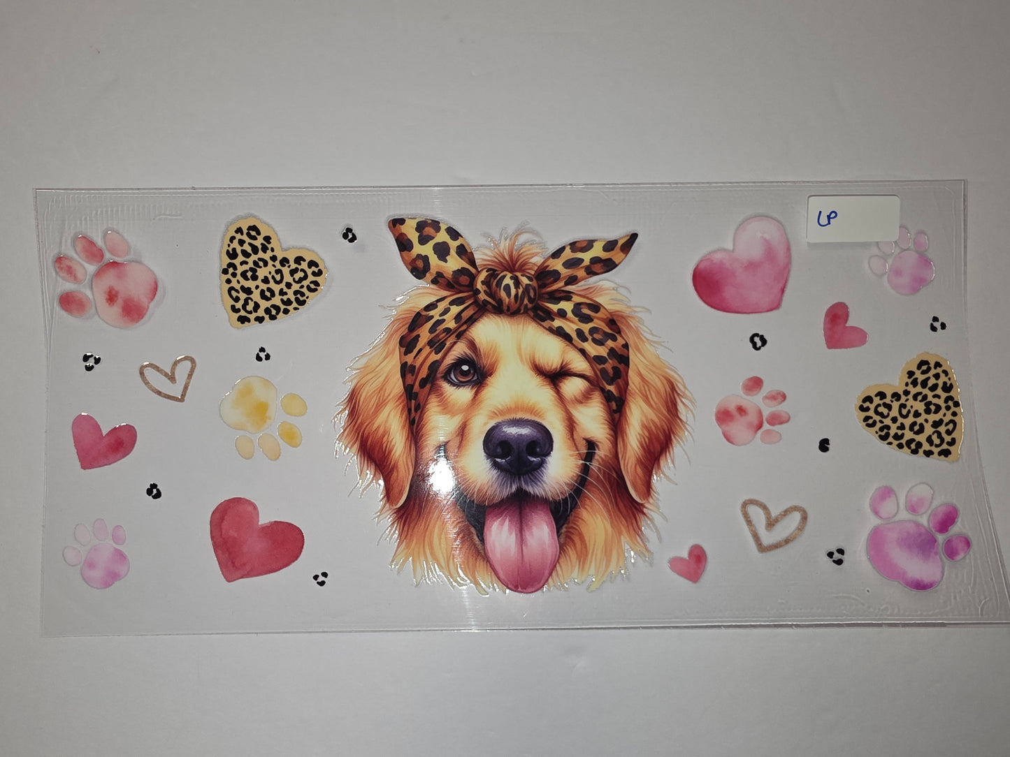 Golden Retriever Dog with Leopard Print Bandana Tumbler Wrap | Cute Dog Lover Gift