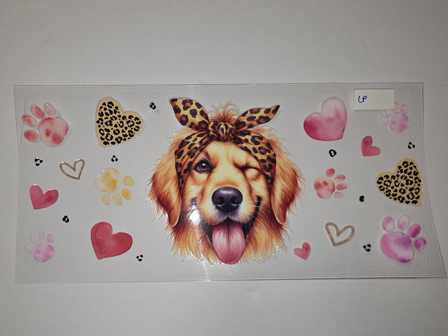 Golden Retriever Dog with Leopard Print Bandana Tumbler Wrap | Cute Dog Lover Gift