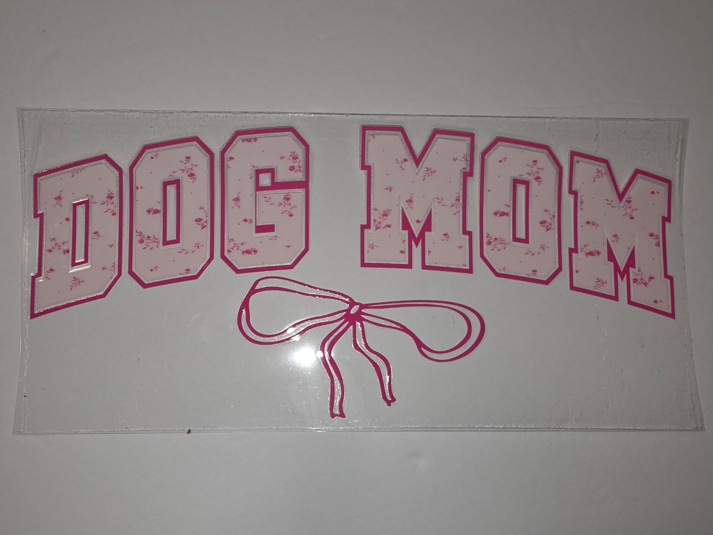 Pink Floral "Dog Mom" Tumbler Wrap with Bow - Cute Dog Lover Gift
