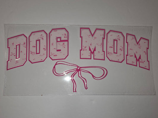 Pink Floral "Dog Mom" Tumbler Wrap with Bow - Cute Dog Lover Gift