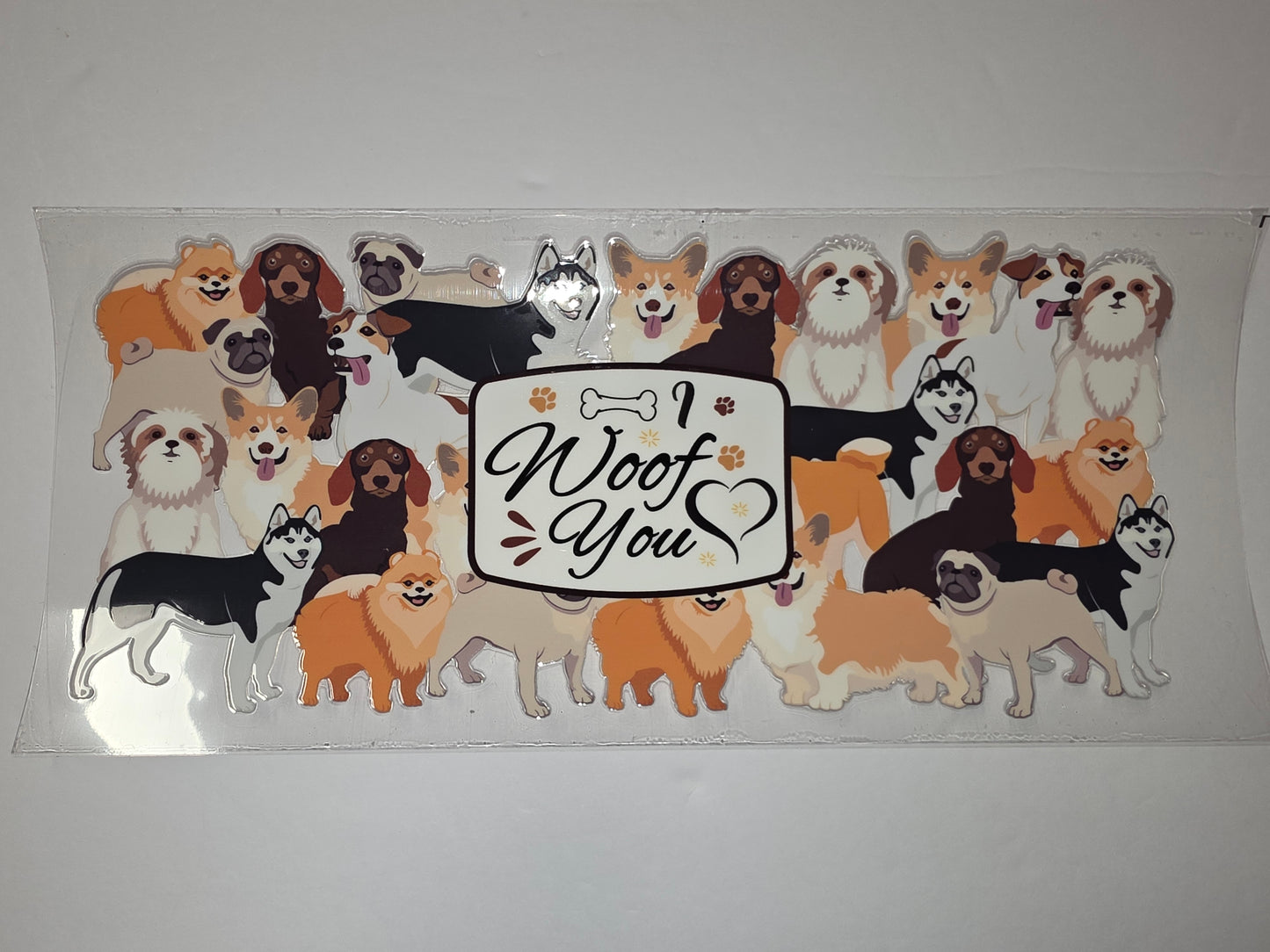 Cute Dog Breed Collage Tumbler Wrap | "Woof You" Design | Perfect for Dog Lovers