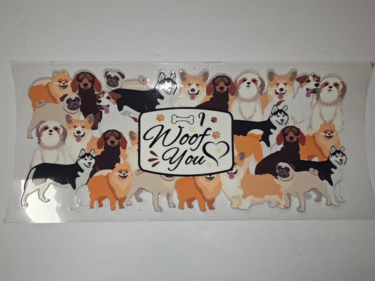Cute Dog Breed Collage Tumbler Wrap | "Woof You" Design | Perfect for Dog Lovers