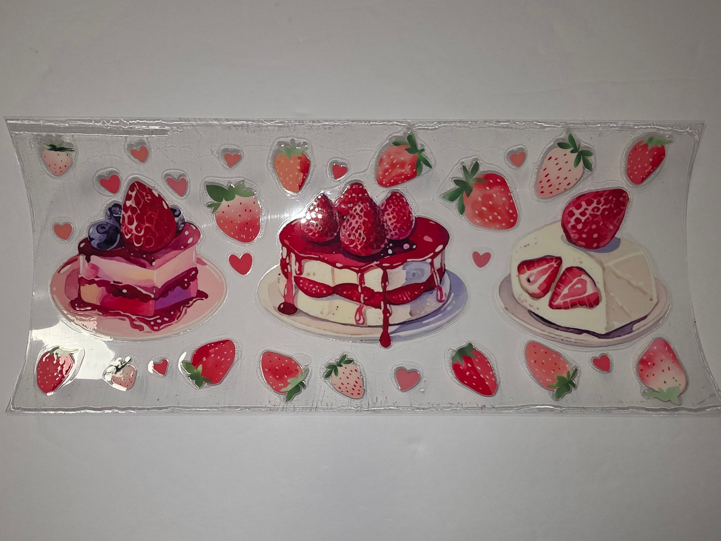 Kawaii Strawberry Cake & Fruit Tumbler Wraps | Cute Pink & Red Dessert Drinkware Design