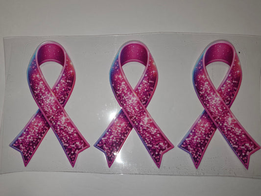 Sparkling Pink Glitter Ribbon Tumbler Wrap - Breast Cancer Awareness Design