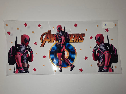 Deadpool Avengers Tumbler Wrap - Red, Black, Yellow, Blue - Superhero Fan Art