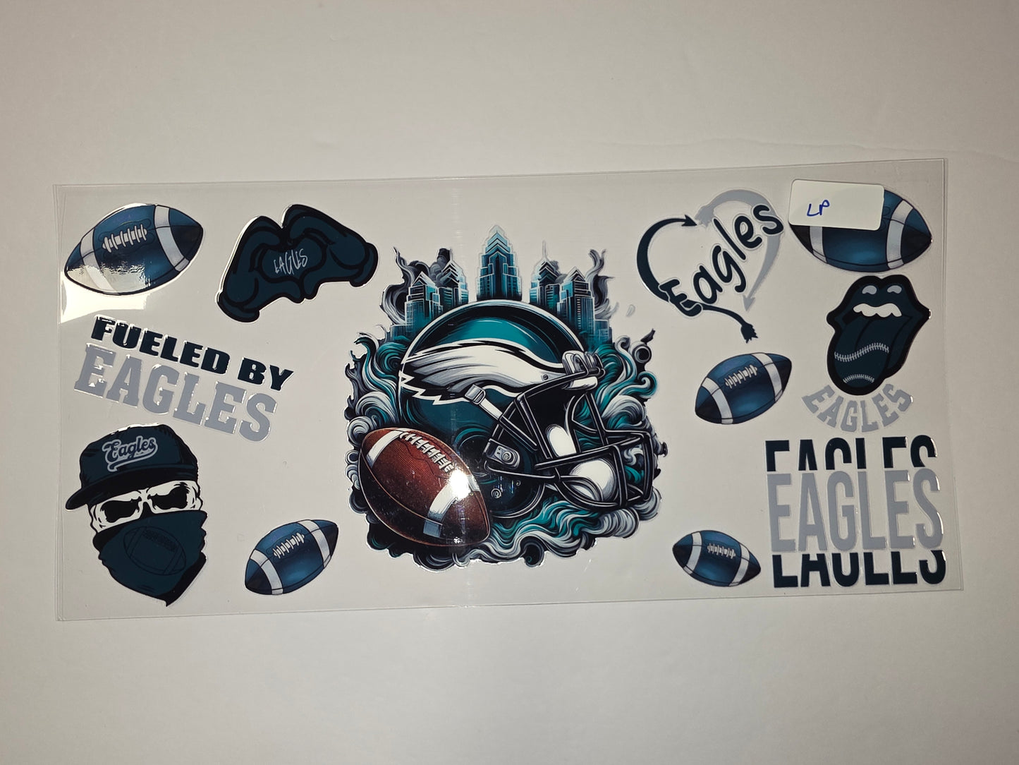 Philadelphia Eagles Football Tumbler Wrap - Teal, Silver, Black - Sports Fan Drinkware Design