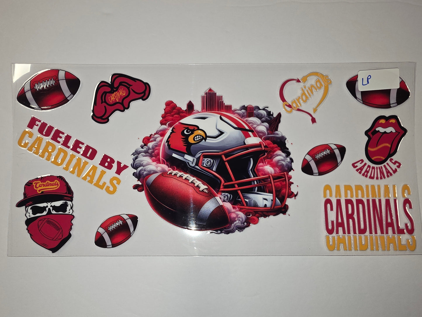 Cardinals Football Tumbler Wrap - Red, White, & Yellow Design - Sports Fan Drinkware