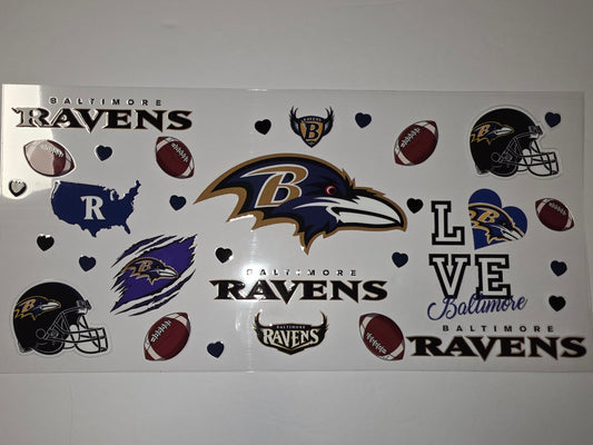 Baltimore Ravens Football Tumbler Wrap - Purple, Black & Gold NFL Fan Decals