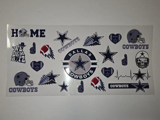 Dallas Cowboys Tumbler Wrap Decal Set - Blue, Silver, White Football Fan Gear