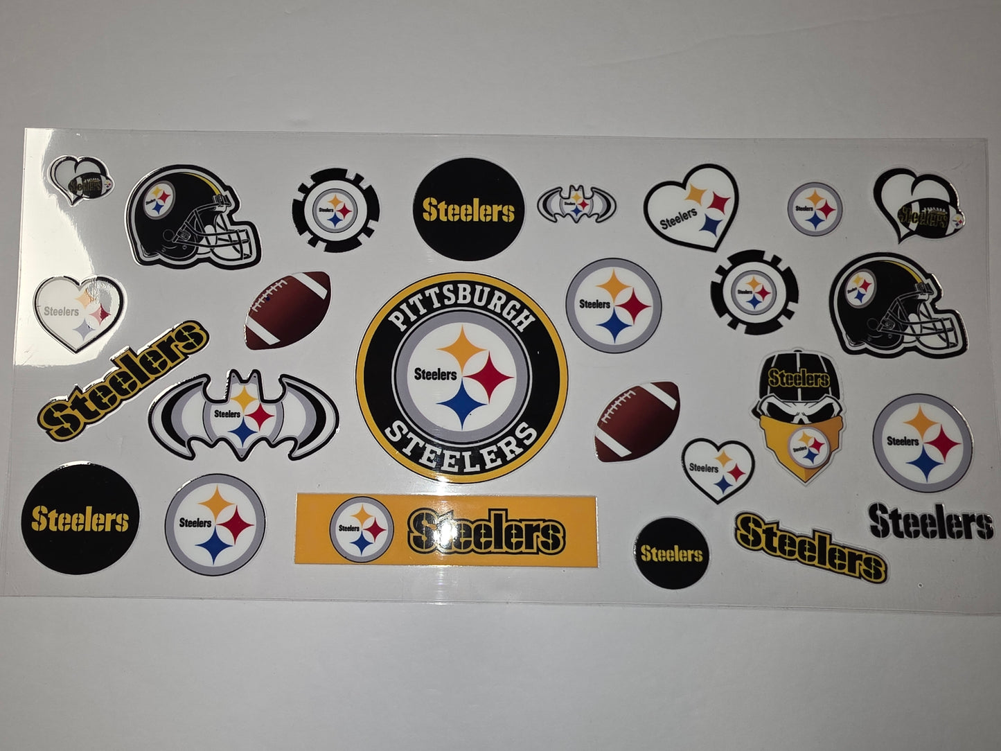 Pittsburgh Steelers Tumbler Wrap Decal Set - Black, Gold, Yellow, Blue, Red - Football Fan Gear