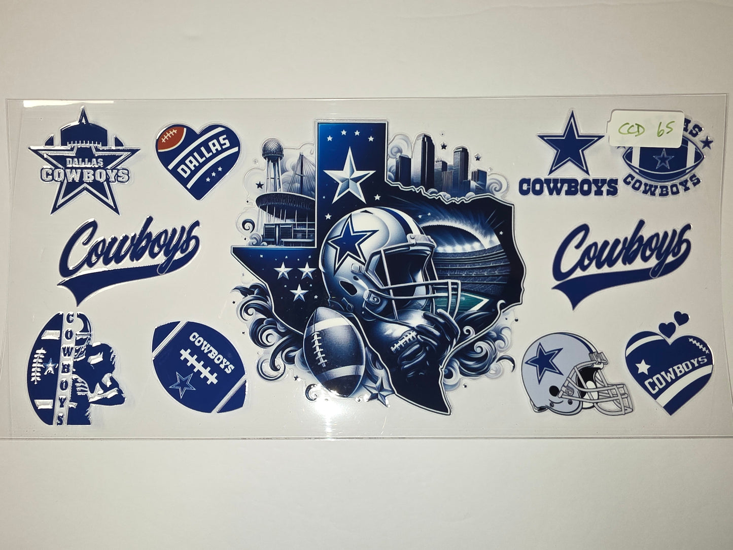 Dallas Cowboys Football Themed Tumbler Wraps - Blue & Silver Sublimation Designs