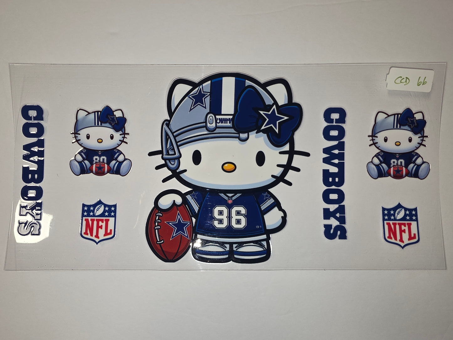 Dallas Cowboys Hello Kitty Football Tumbler Wrap - Blue & Silver NFL Fan Design