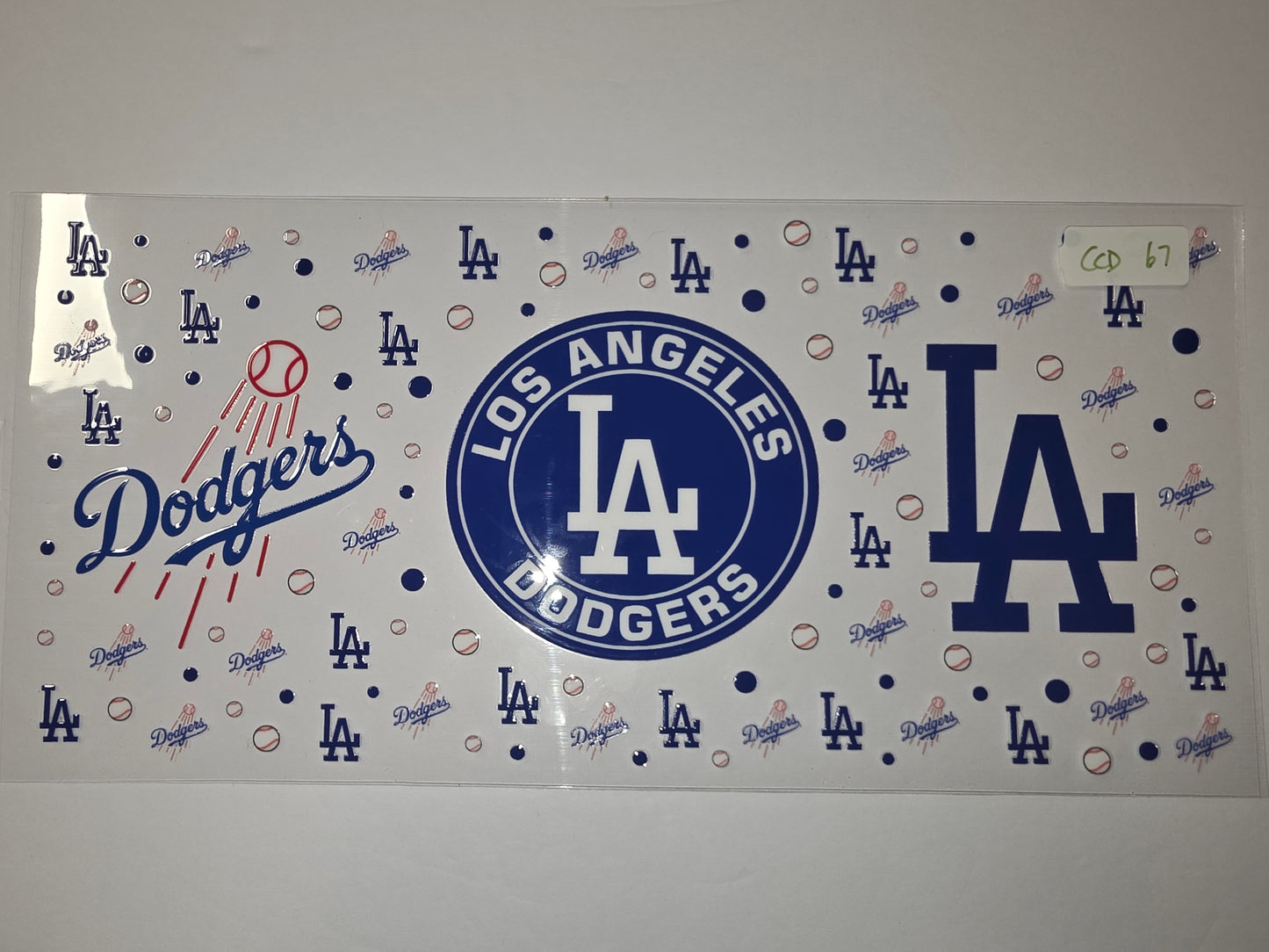 Los Angeles Dodgers Baseball Tumbler Wrap - Blue & White LA Logo & Script Design