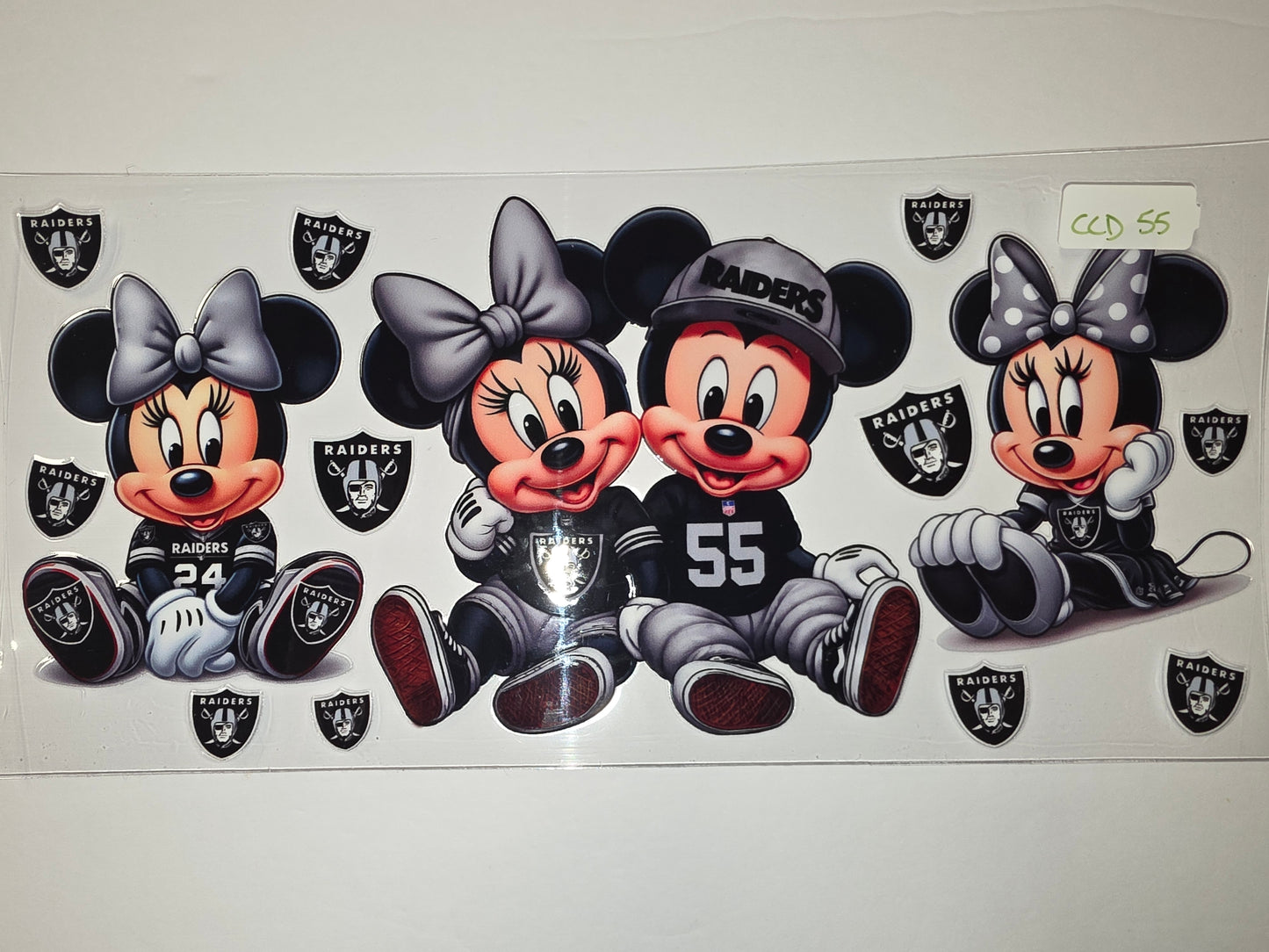 Mickey Minnie Mouse Raiders Football Team Tumbler Wrap | Black & Gray Design