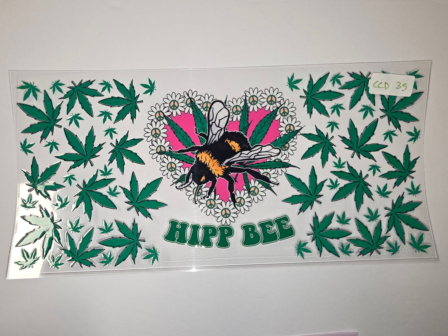 Hippie Bee Tumbler Wrap - Cannabis Leaf & Daisy Peace Design - Vibrant Green & Pink