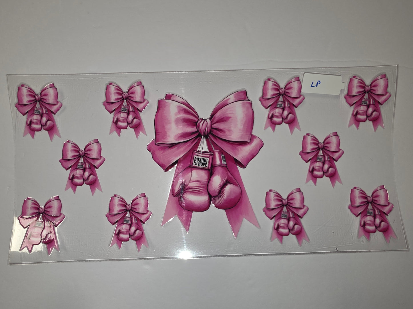 Pink Boxing Gloves & Bow Tumbler Wrap | Breast Cancer Awareness Design