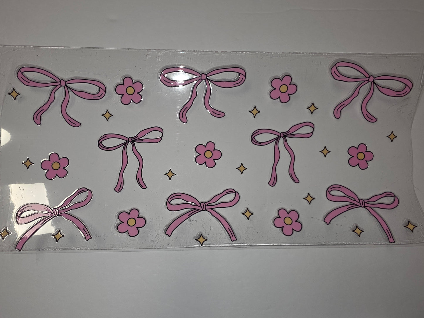 Pink Bows & Flowers Tumbler Wrap - Cute Kawaii Sublimation Design