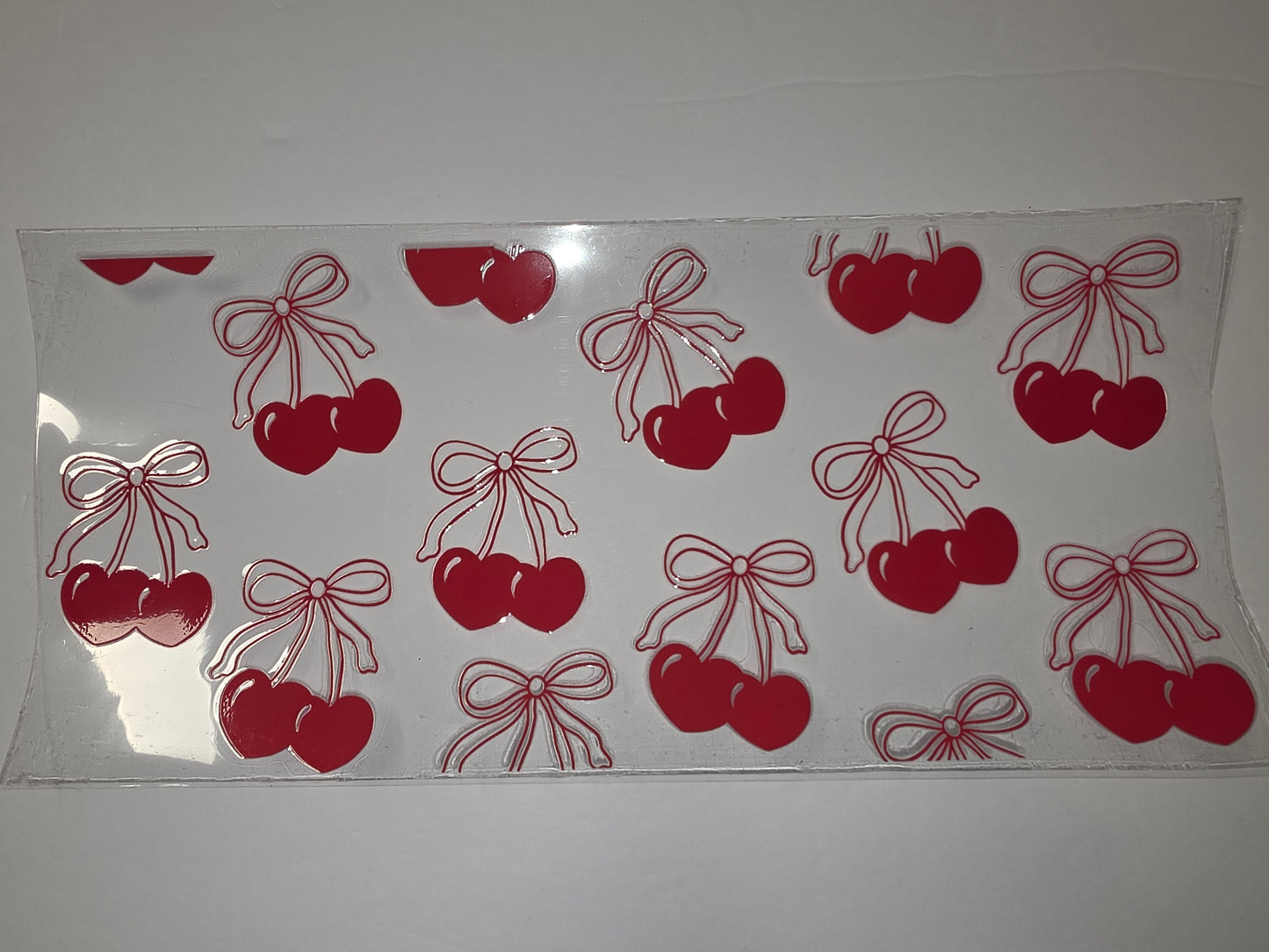 Red Cherry Bow Tumbler Wrap - Cute Fruit & Bow Design for Cups