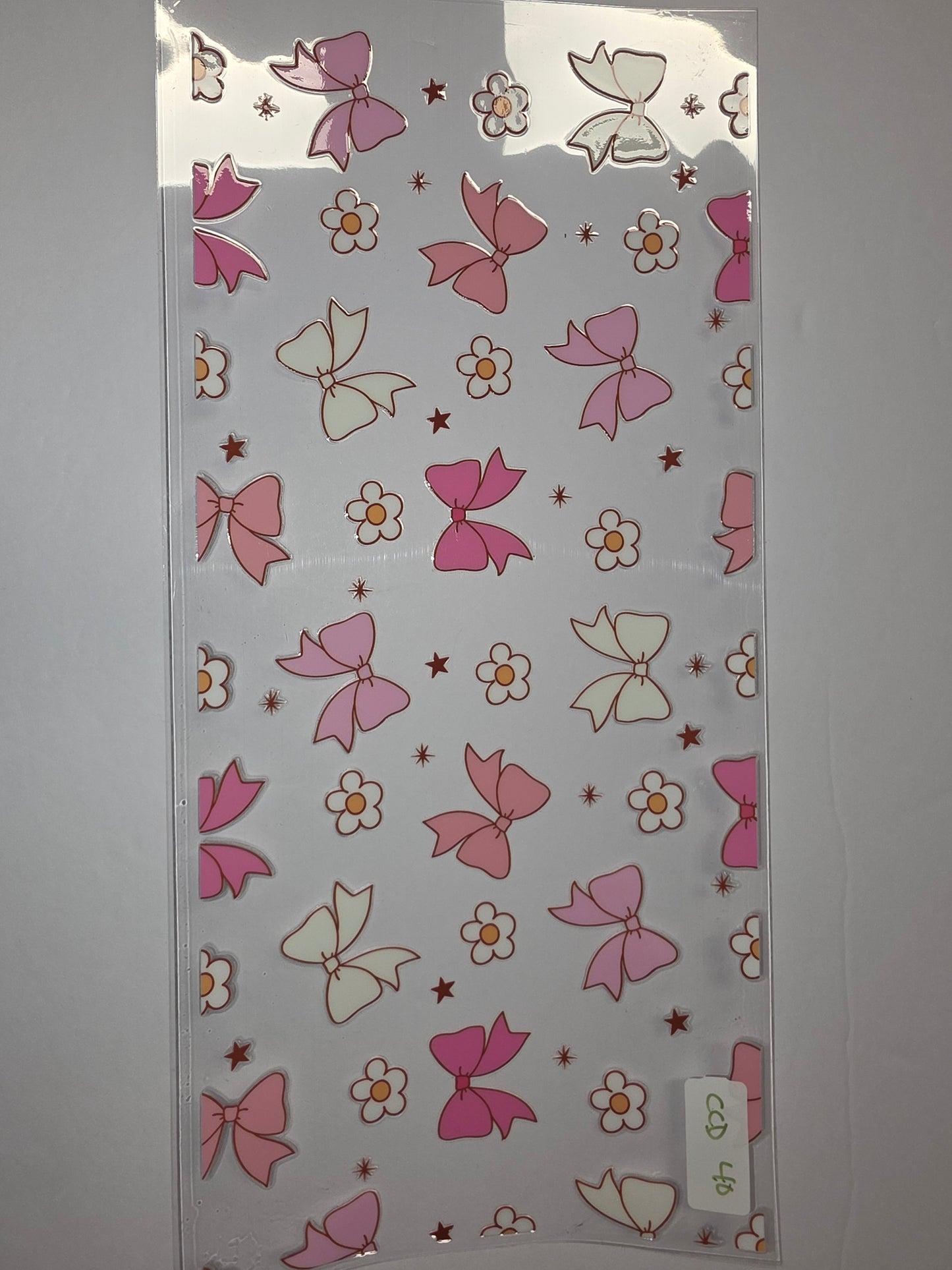 Pink Bows & Flowers Tumbler Wrap - Cute Kawaii Sublimation Design