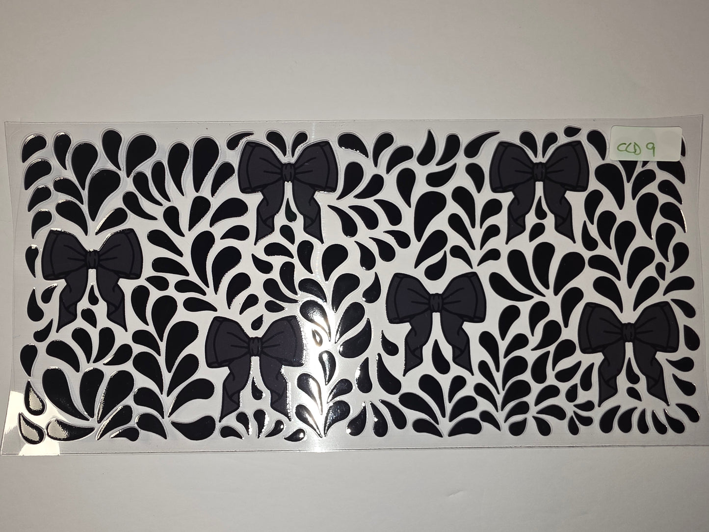 Black Bow & Swirl Tumbler Wrap - Elegant Monochromatic Design for Cups