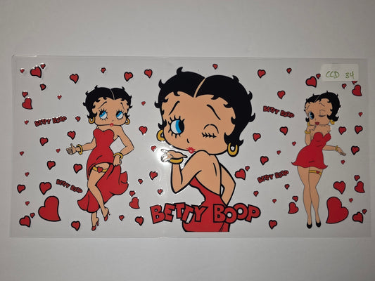Betty Boop Red Dress Heart Tumbler Wrap | Vintage Cartoon Character Drinkware Design
