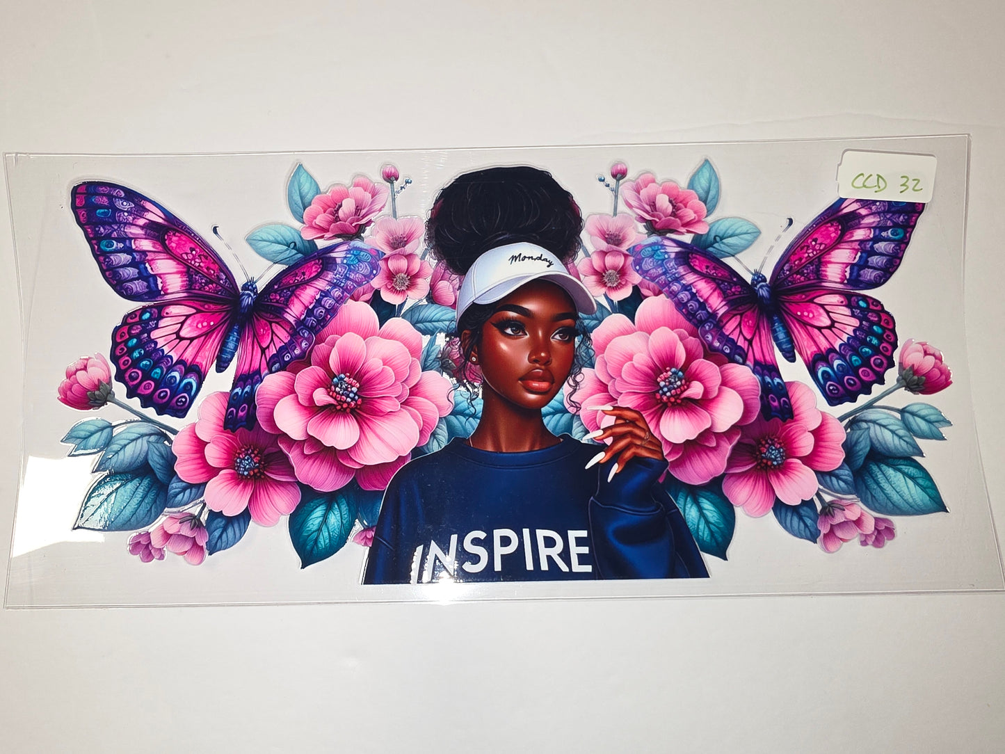 Inspire Butterfly & Floral Tumbler Wrap | Pink, Blue, Purple | Sublimation Design