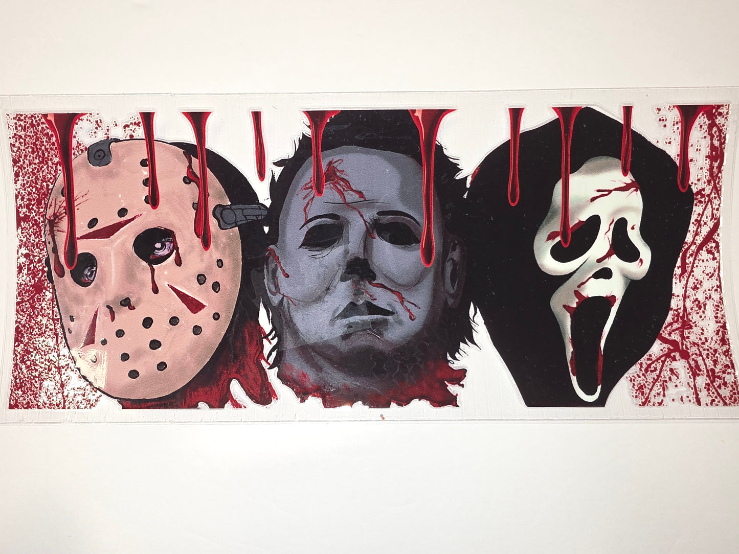 Horror Icons Tumbler Wrap - Jason, Michael Myers, Ghostface - Bloody Red & Black