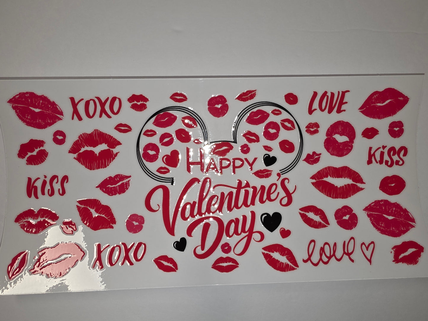 Happy Valentine's Day Red Lips & XOXO Tumbler Wrap | Kiss & Love Design