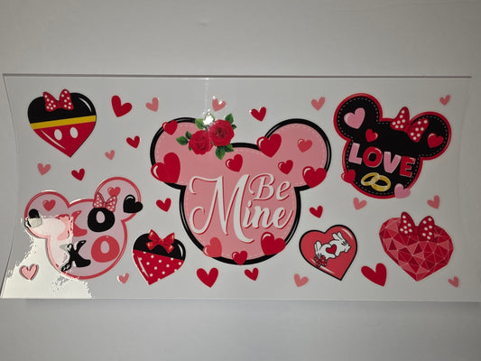 Valentine's Day Mickey Minnie Mouse Tumbler Wrap - Pink, Red, Hearts, Love, XOXO