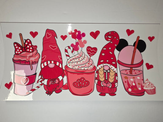 Valentine Gnomes & Sweet Treats Tumbler Wrap | Pink, Red, Hearts