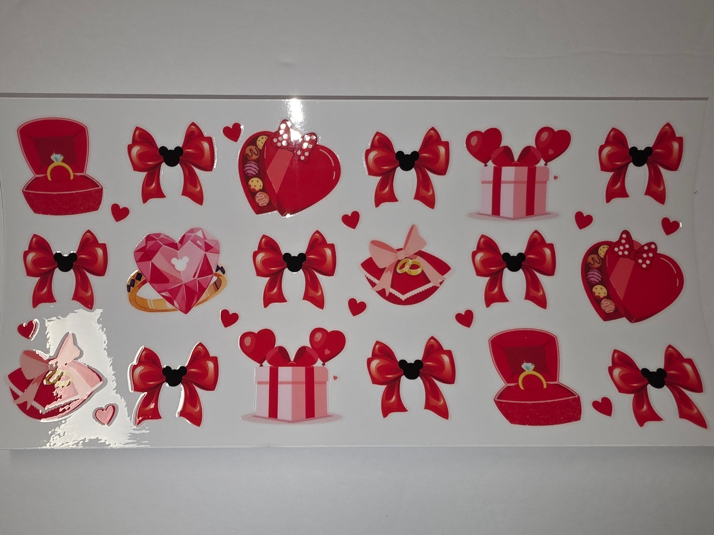 Valentine's Day Red Bow & Heart Tumbler Wrap | Engagement Ring, Gift Box, Candy Heart Designs