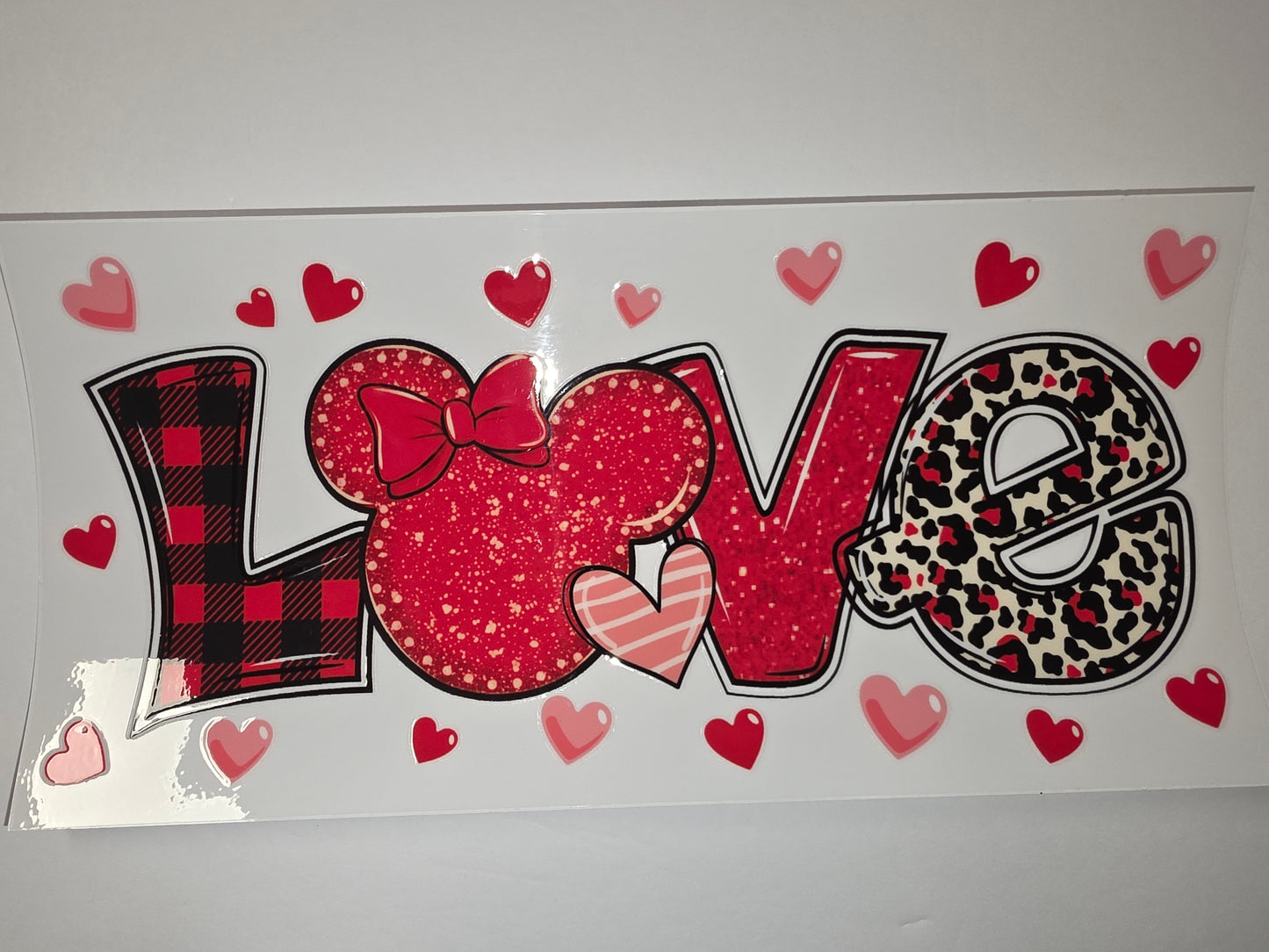 Mickey Mouse Inspired "LOVE" Tumbler Wrap - Red, Black, Leopard, Buffalo Plaid Hearts