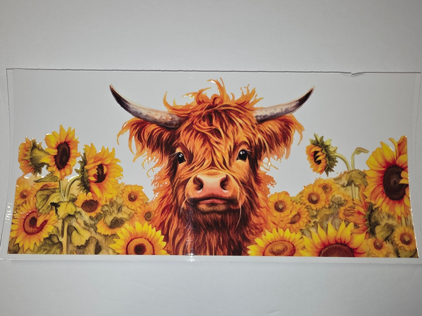 Highland Cow Sunflower Tumbler Wrap | Rustic Farmhouse Drinkware Design