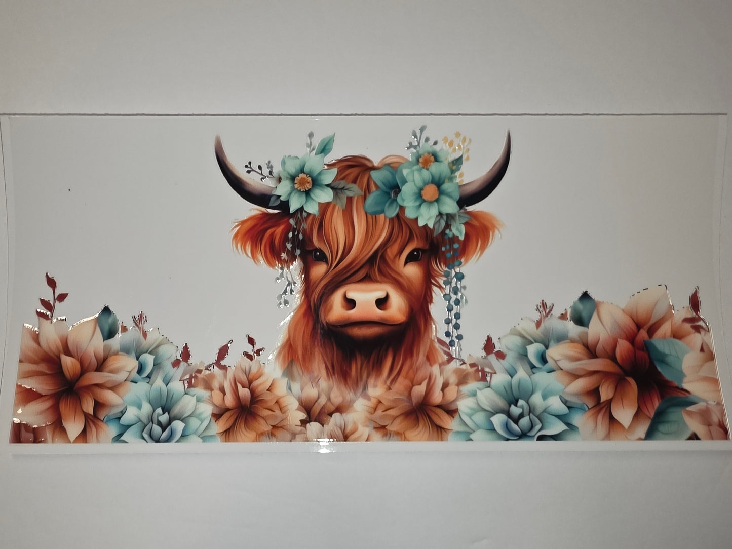 Highland Cow Floral Tumbler Wrap | Boho Cow with Flowers | Rustic Farmhouse Drinkware Design