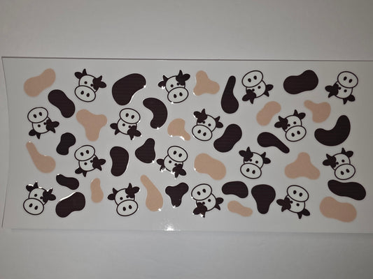 Cute Cow & Holstein Pattern Tumbler Wrap | Black, White, Tan Farm Animal Design