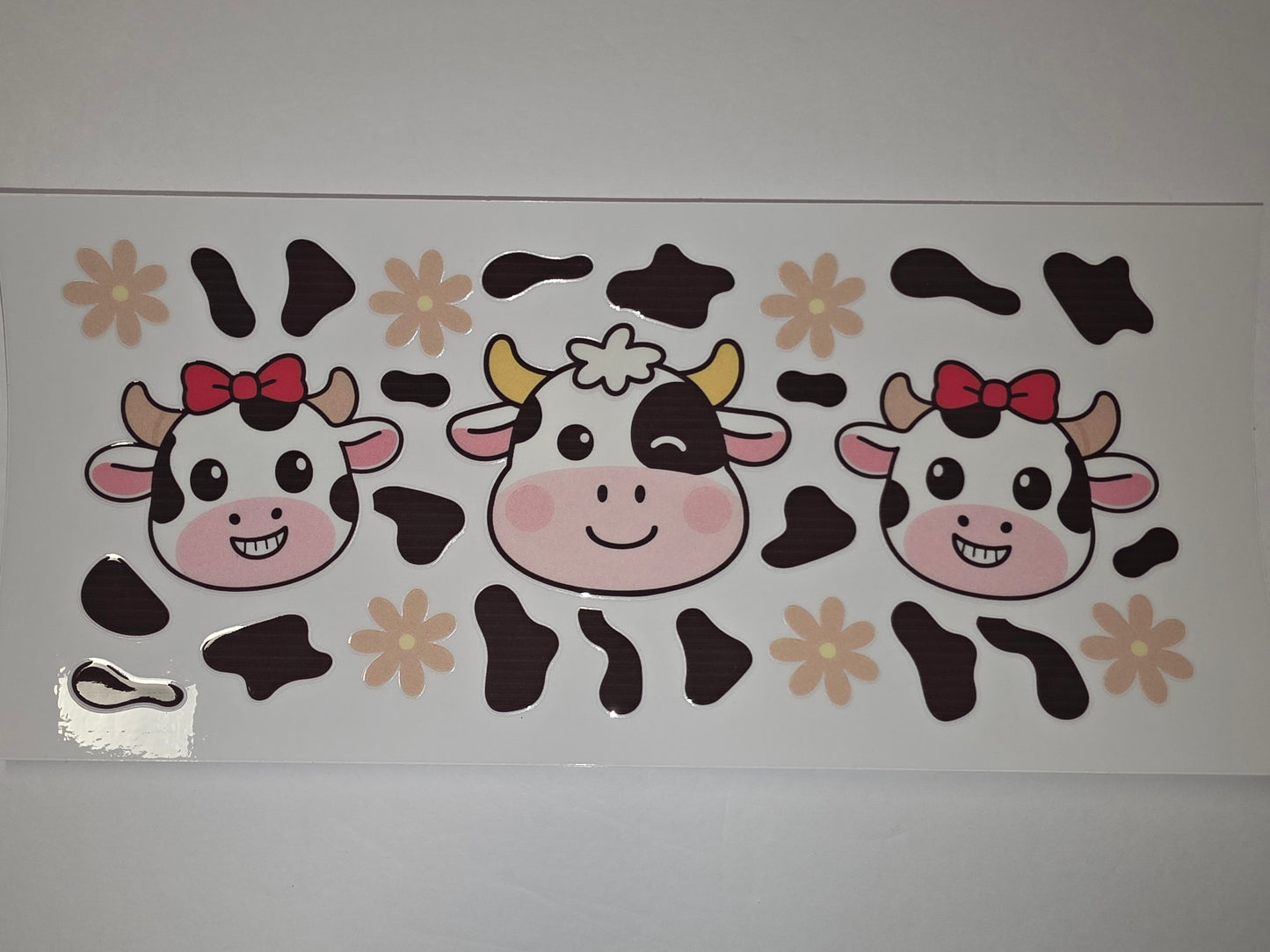 Cute Cow Tumbler Wrap Design - Farm Animal & Flower Sublimation/Vinyl