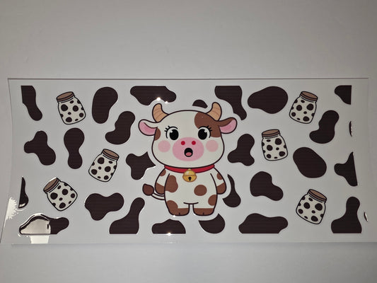 Cute Kawaii Cow & Milk Jars Tumbler Wrap | Farmhouse Country Style Drinkware Decal