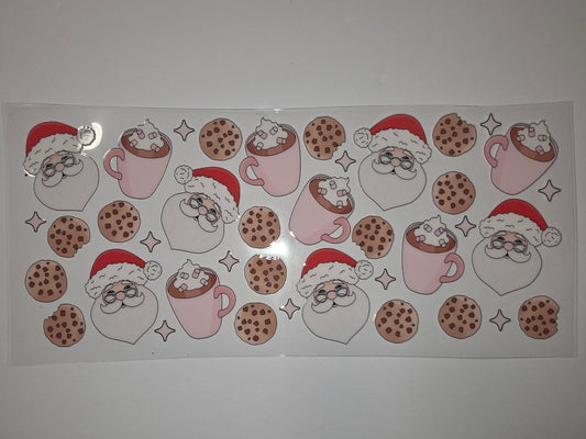Cute Santa Claus & Cookies Tumbler Wrap | Christmas Hot Cocoa Drinkware Design