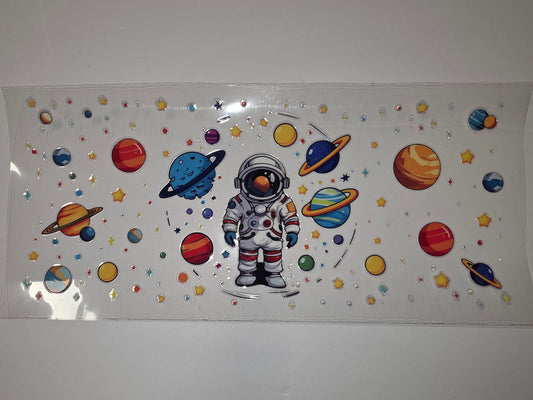 Astronaut & Planets Tumbler Wrap | Space Theme Drinkware Design | Kids & Adults