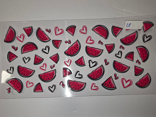 Cute Watermelon Slices & Hearts Tumbler Wrap | Summer Fruit Drinkware Design