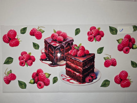 Decadent Chocolate Raspberry Cake & Berry Tumbler Wrap | Sweet Treat Drinkware Design