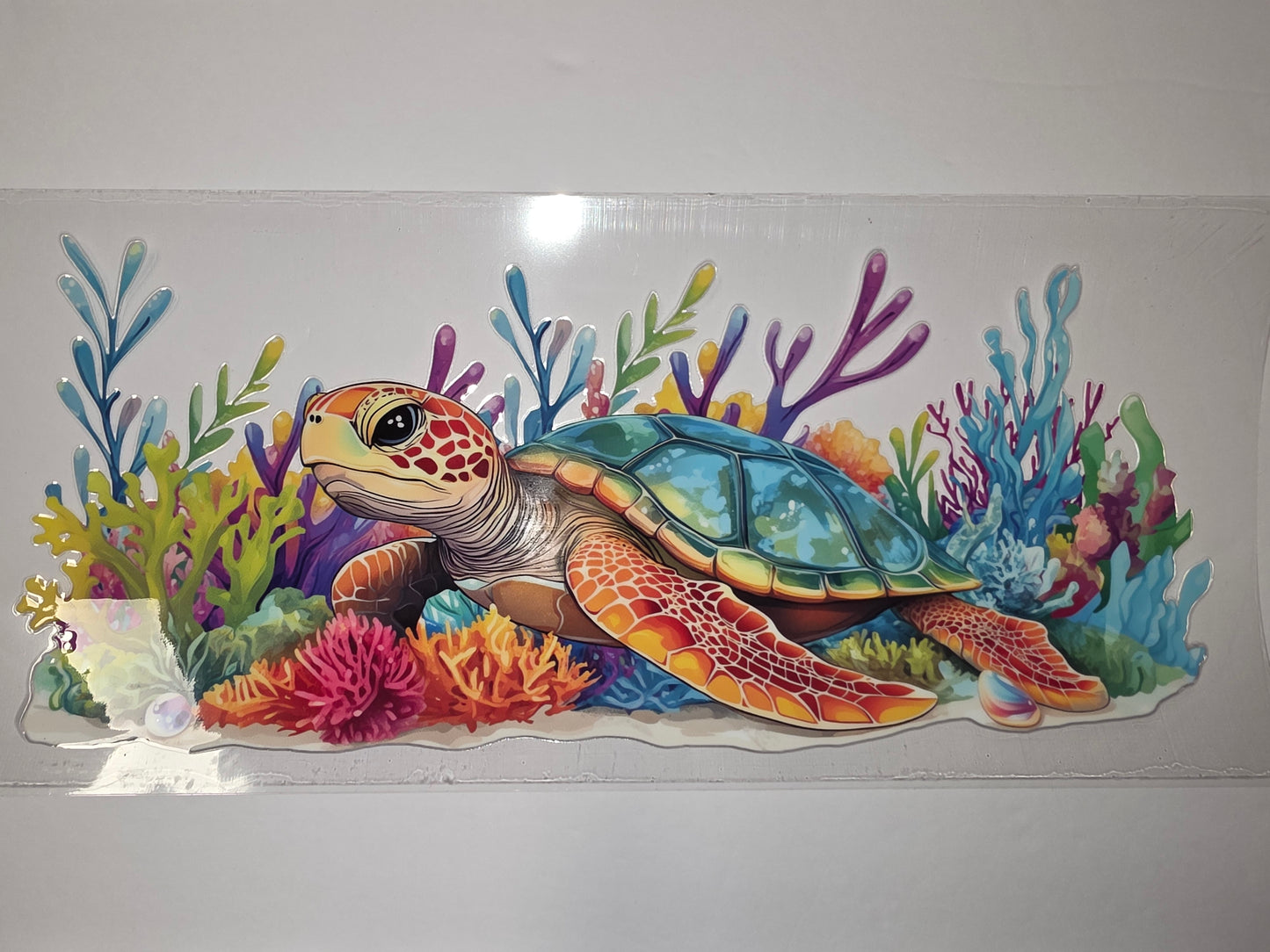 Vibrant Sea Turtle Coral Reef Tumbler Wrap | Ocean Life Drinkware Design