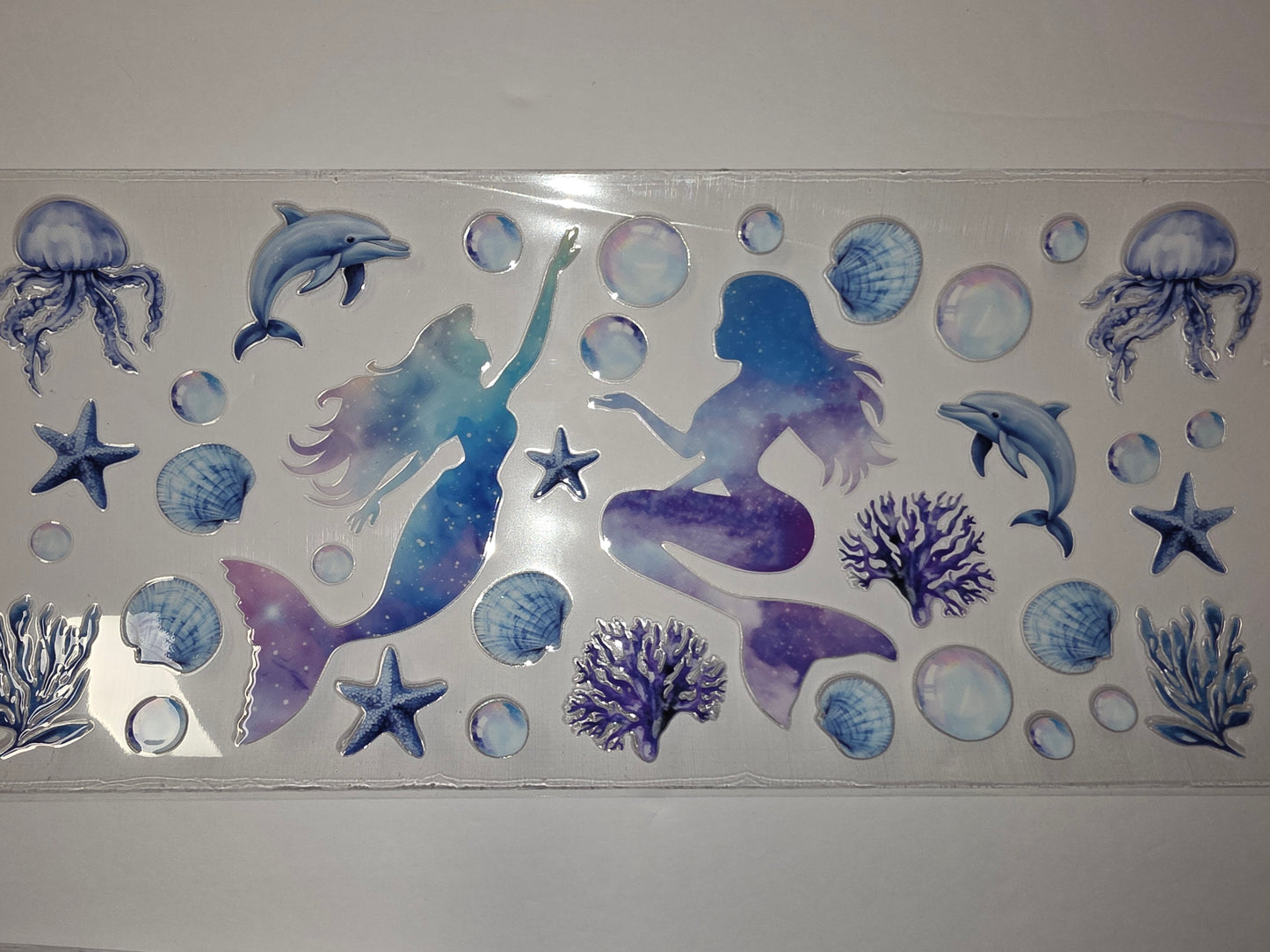 Enchanting Mermaid & Ocean Life Tumbler Wrap | Blue & Purple Galaxy Design