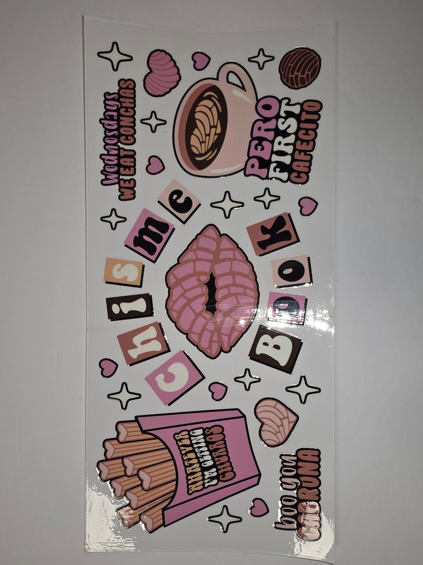Mexican Conchas & Churros Tumbler Wrap | "Pero First Cafe" & "Boo You Chona" Design