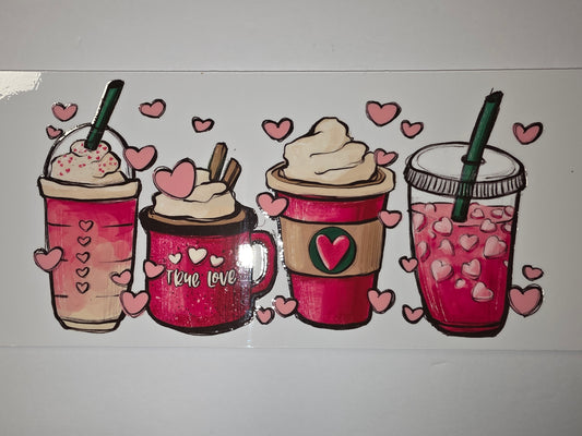 Pink Hearts Coffee Cup Tumbler Wrap | Valentine's Day Drinkware Design